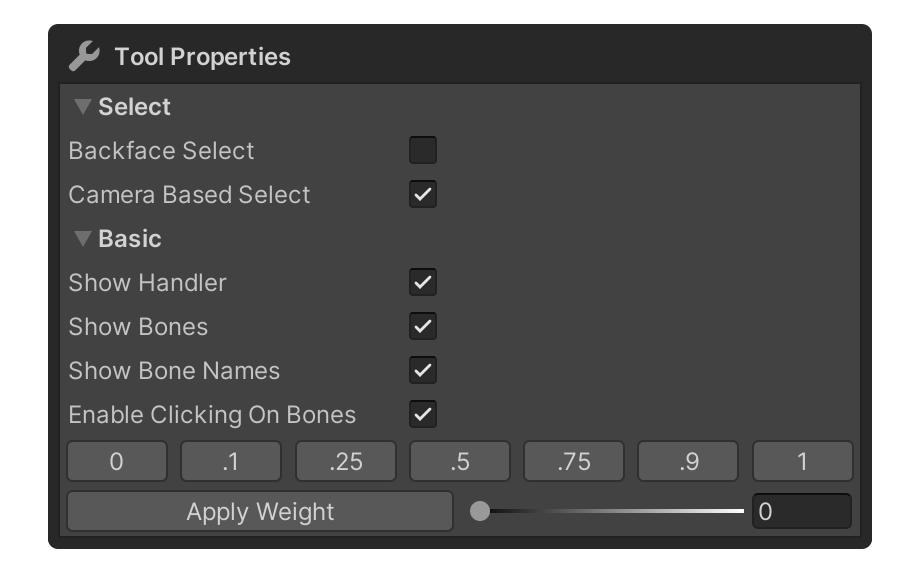 Weight Tool Properties