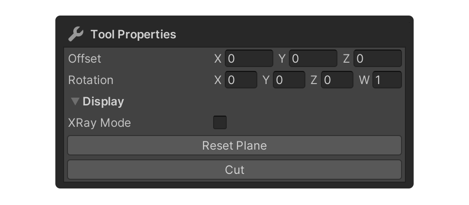 Slice Cut Tool Properties