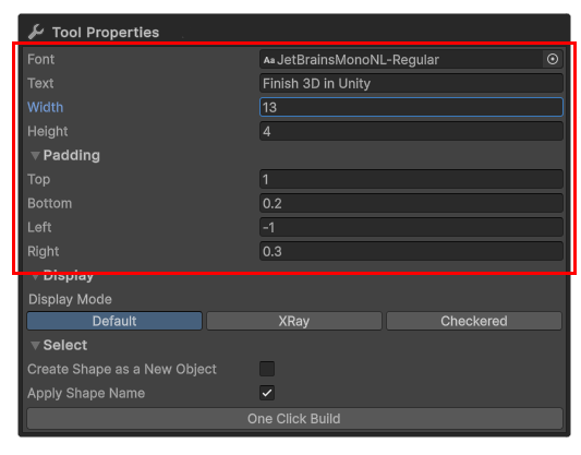 Rectangle Tool Properties