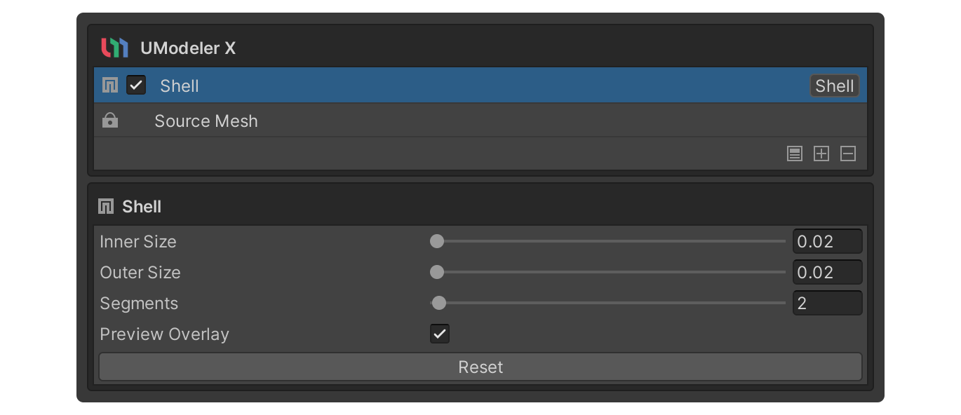 Shell Modifier Properties