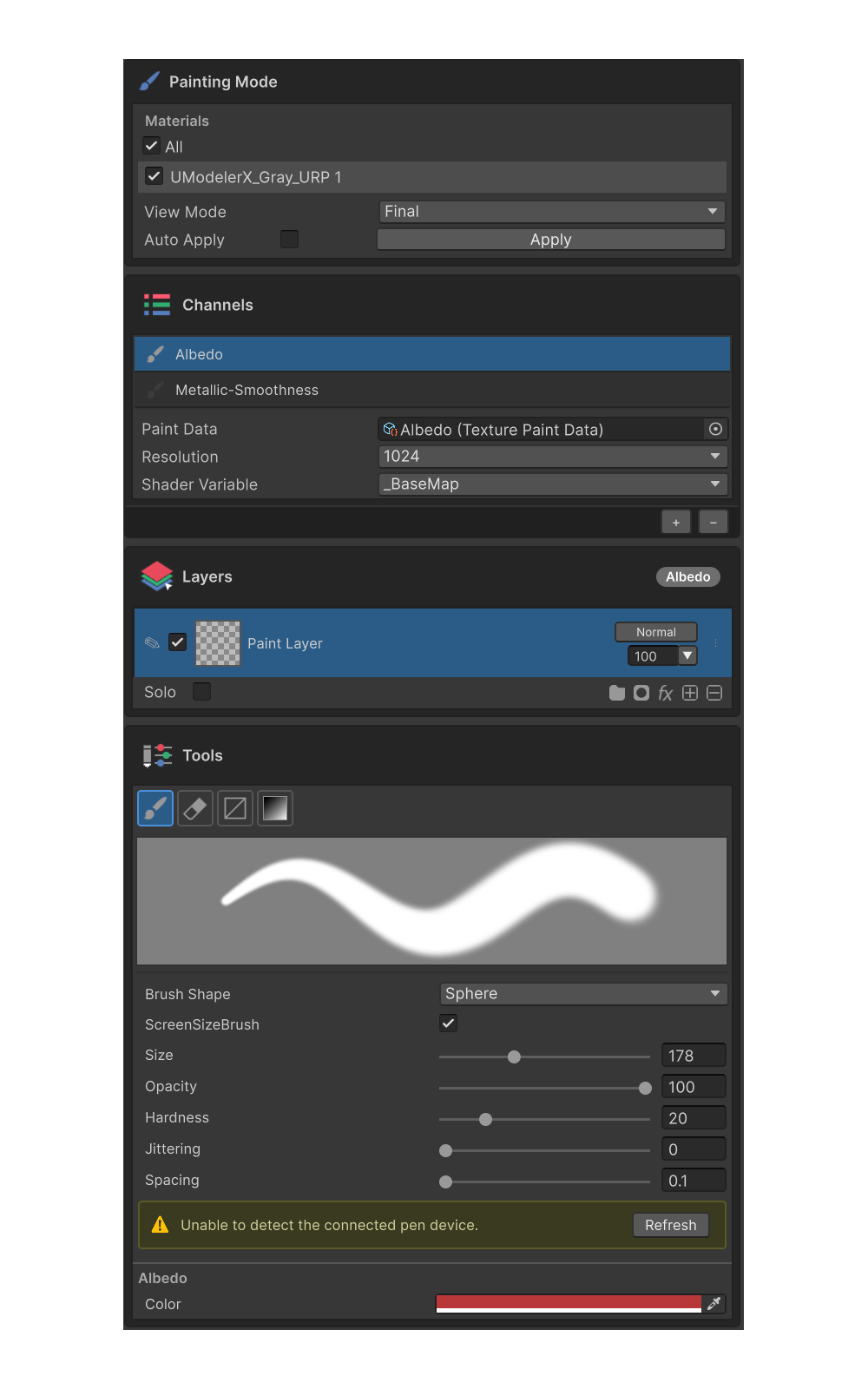 Painting 3D Editor inspector overview