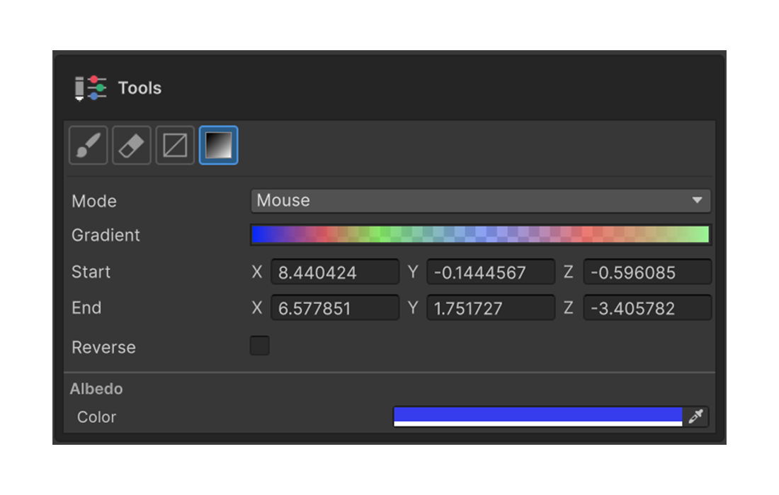Tools section — Gradient active